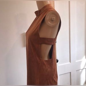 Brown suede mini dress w/ open sides